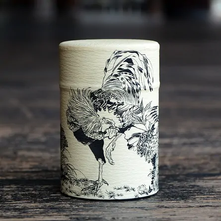 茶缶　琳派　鶏