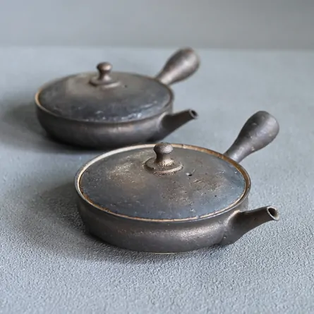 淳蔵 黒金彩極平急須