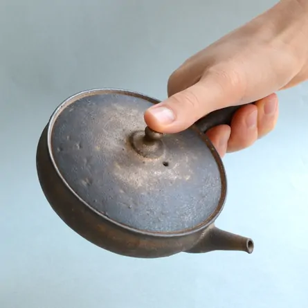 淳蔵 黒金彩極平急須