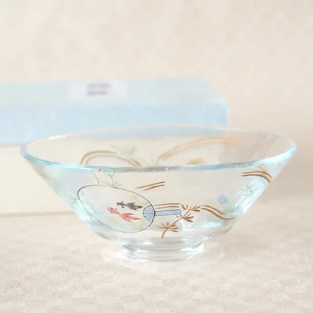 Glass Hira Chawan Uchiwa Kingyo