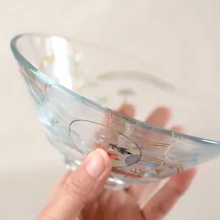 Glass Hira Chawan Uchiwa Kingyo