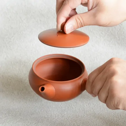 玉光 朱泥平袋型急須