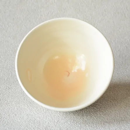 粉引茶碗　藤袴にアサギマダラ