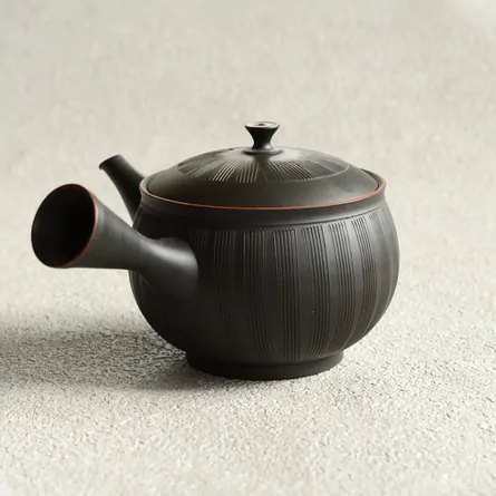 鯉江廣黒泥櫛目碗型急須