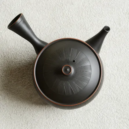 鯉江廣黒泥櫛目碗型急須