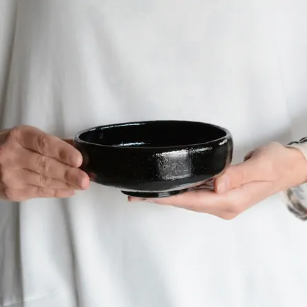 黒楽　馬盥茶碗　松楽