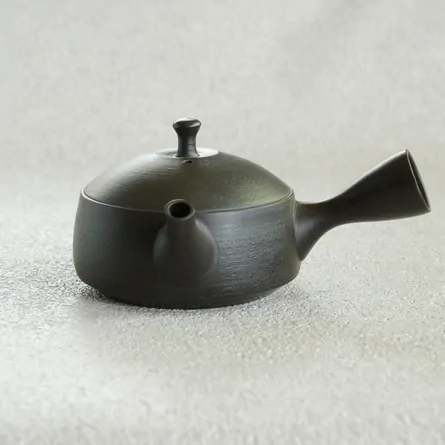 北龍 黒泥平型急須