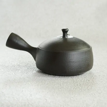 北龍 黒泥平型急須