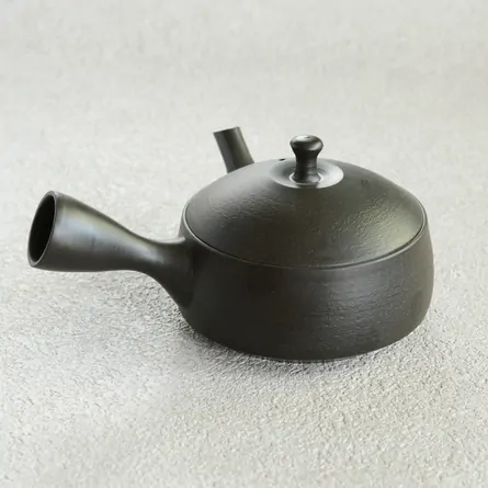 北龍 黒泥平型急須