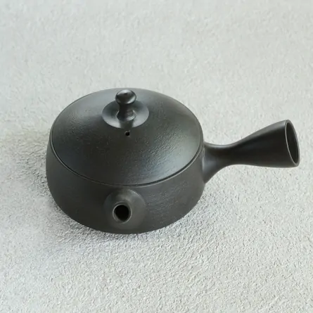 北龍 黒泥平型急須