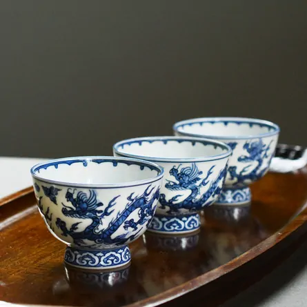 青華双龍紋 煎茶碗