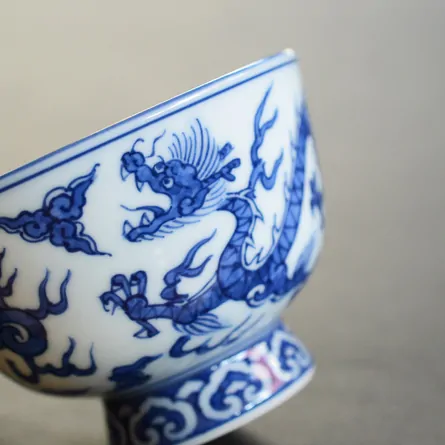 青華双龍紋 煎茶碗