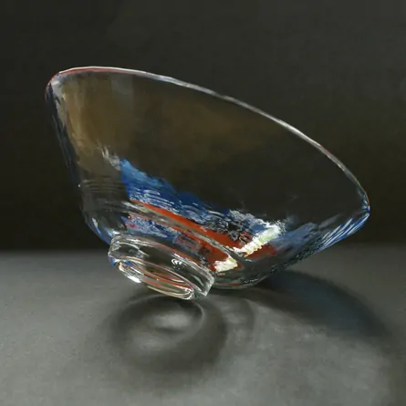 ガラス平茶碗赤富士