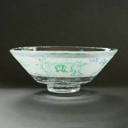 Glass Hira Chawan Chōjūgiga