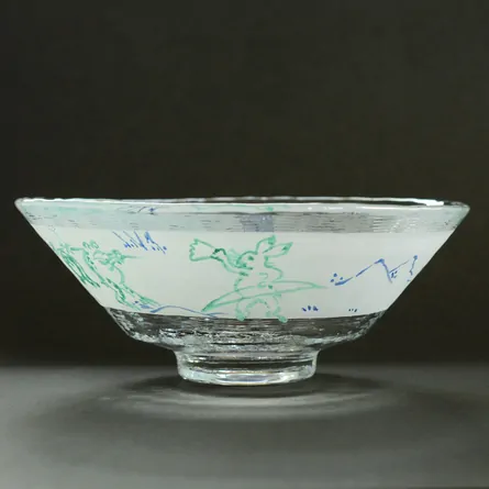 Glass Hira Chawan Chōjūgiga