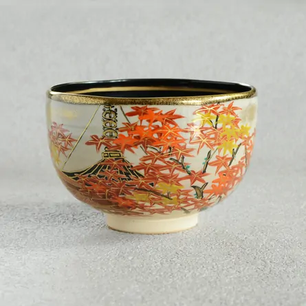 茶碗 乾山 内黒 嵯峨野紅葉