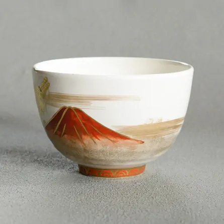 茶碗 善高 白釉 赤富士に昇り龍