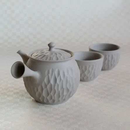 Kenji Carved Gray Teaset