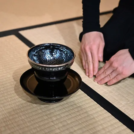 本銀覆輪巻 油滴天目茶碗