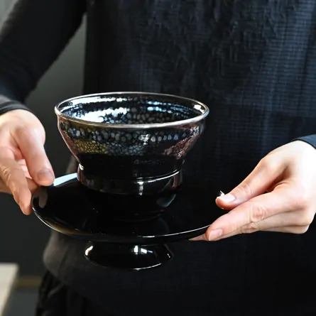 本銀覆輪巻 油滴天目茶碗