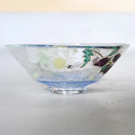 Glass Hira Chawan Hotarubukuro ni Hotaru