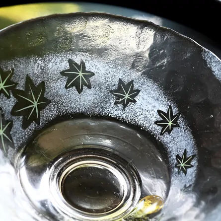 Glass Hira Chawan Sukashi Aokaede