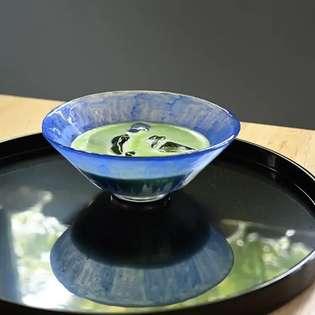 硝子平茶碗　義山　逆さ富士