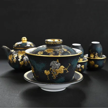 Platinum Morikin Budouzu Aochibumon Teaset