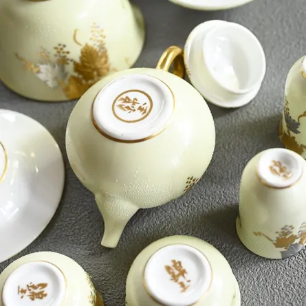 白金盛金盛葡萄図白粒文 茶器揃