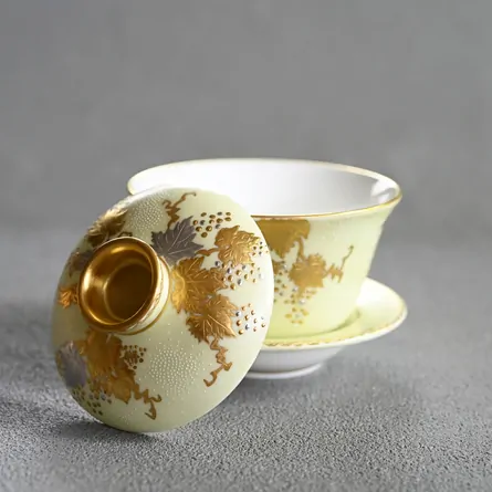 白金盛金盛葡萄図白粒文 茶器揃