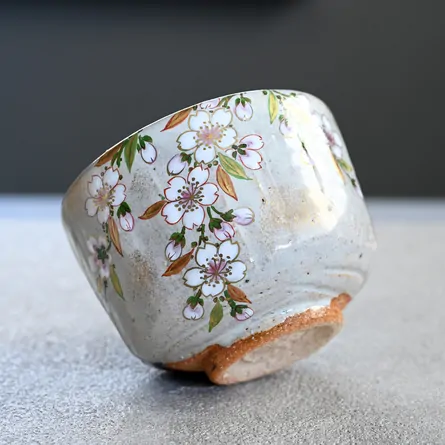 茶碗 香林 掛分 枝垂桜 共箱あり　湯呑 茶器 茶道具 灰釉掛分 枝垂桜絵茶碗 (共箱)中村良二 - 茶道具販売 栗林園