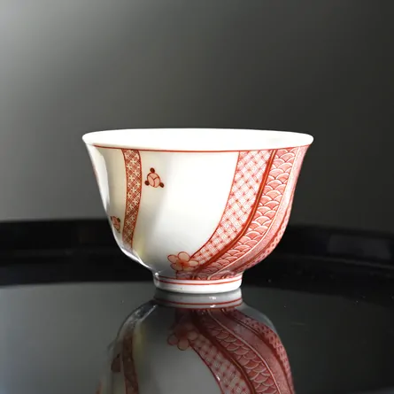  Akae Hosogaki Komon Senchawan