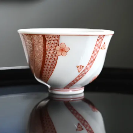  Akae Hosogaki Komon Senchawan