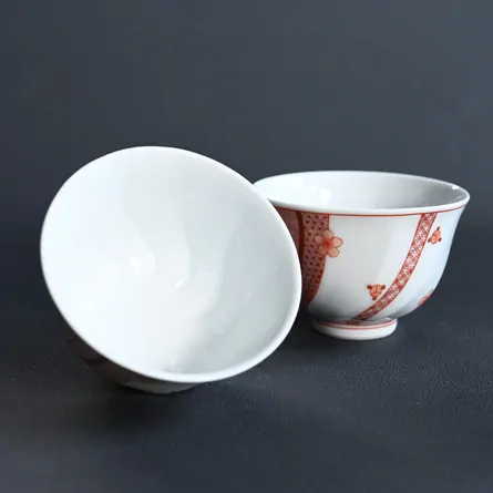  Akae Hosogaki Komon Senchawan