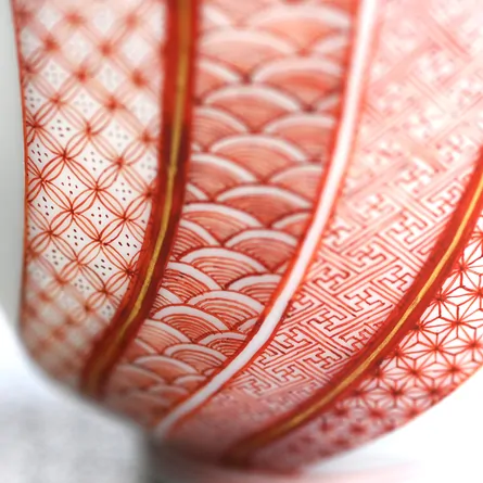  Akae Hosogaki Komon Senchawan