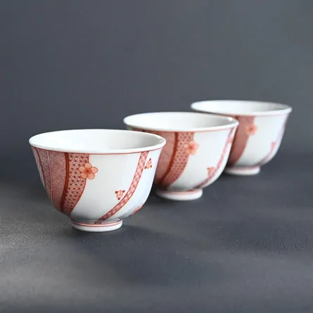  Akae Hosogaki Komon Senchawan