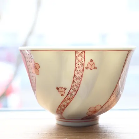  Akae Hosogaki Komon Senchawan