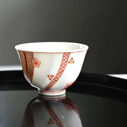  Akae Hosogaki Komon Senchawan