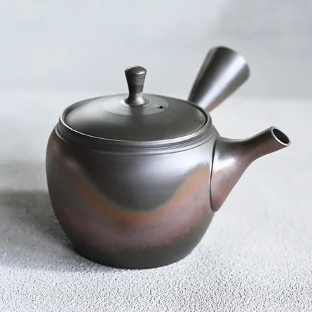 功吏 火窯変高台壺形急須