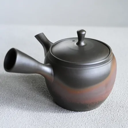 功吏 火窯変高台壺形急須