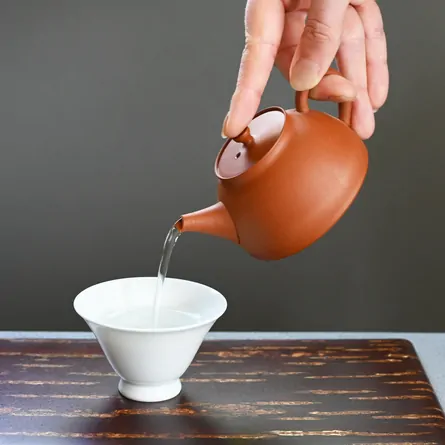 淳蔵 朱泥後手急須