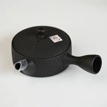 玉光 黒泥平形ビリ急須　小