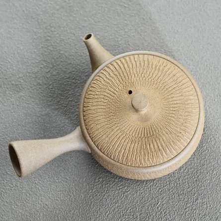 玉光  焼き締め平形ビリ急須