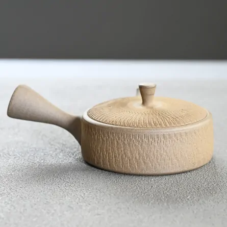 玉光  焼き締め平形ビリ急須