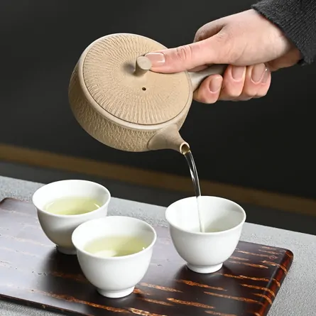 玉光  焼き締め平形ビリ急須