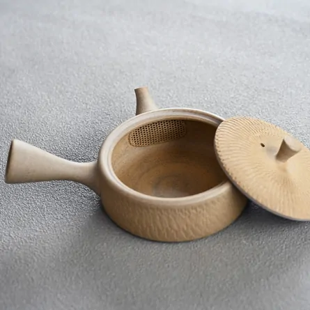 玉光  焼き締め平形ビリ急須