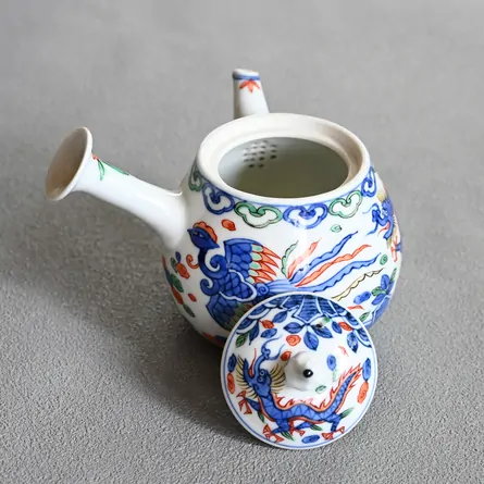 昭阿弥　色絵龍鳳横手急須
