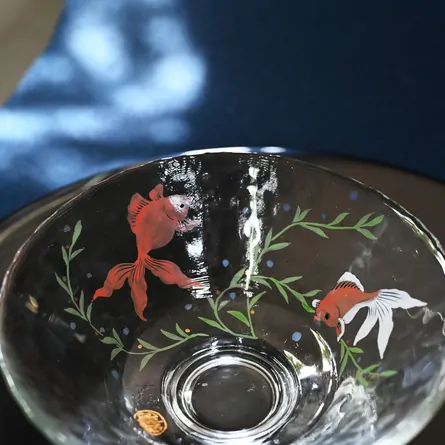 Glass Hira Chawan Kingyo