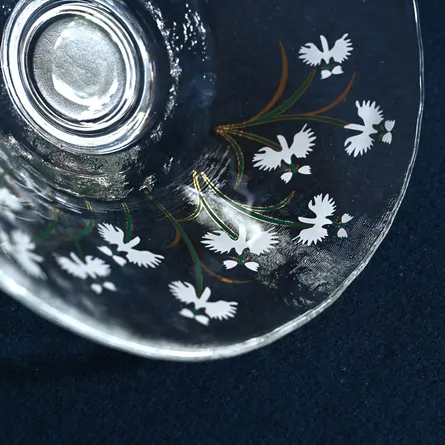 硝子平茶碗　鷺草