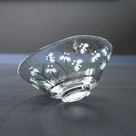 硝子平茶碗　鷺草